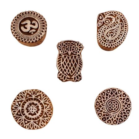 Set of 5 Piece New Mix Wooden Printing Blocks